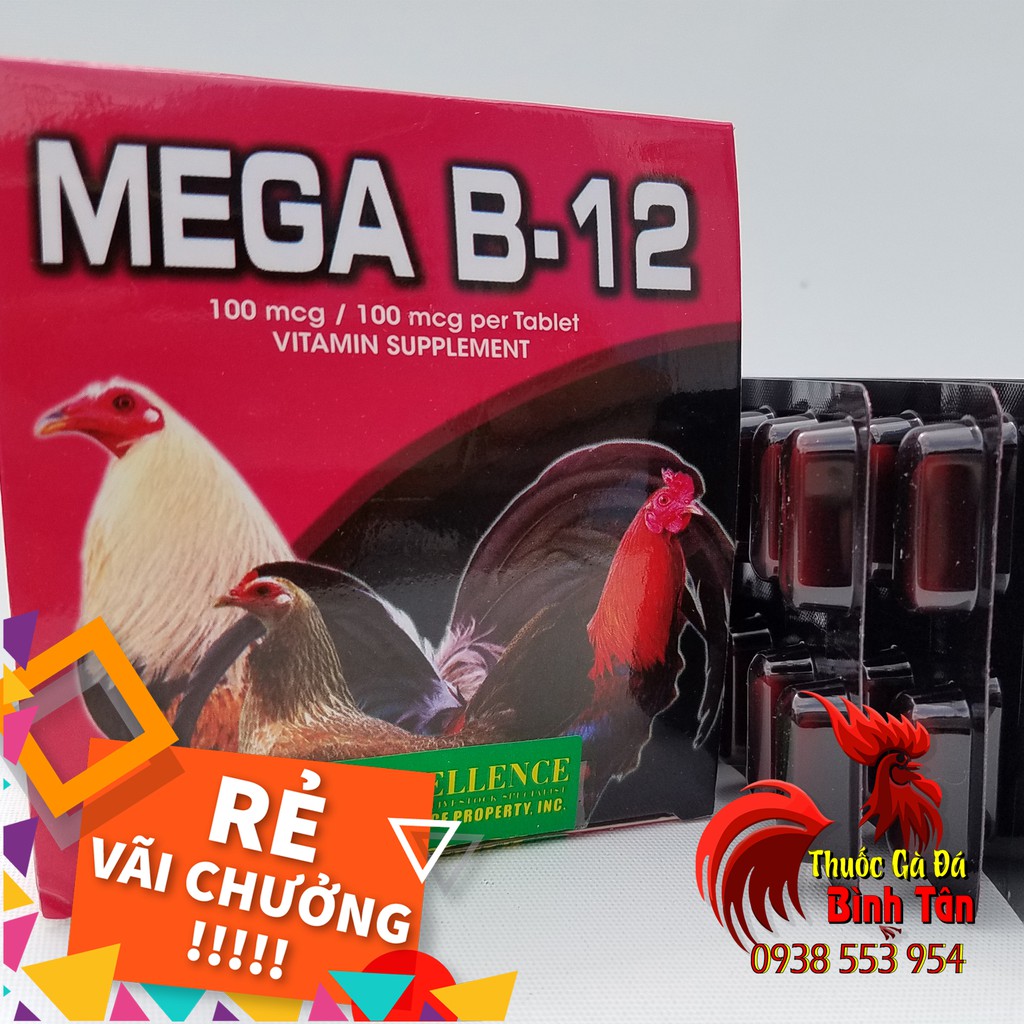 Thuốc Nuôi Gà Cao Cấp Mega B12 Tăng Nước Máu Cho Gà Lẻ (5 Vỉ 50 Viên)