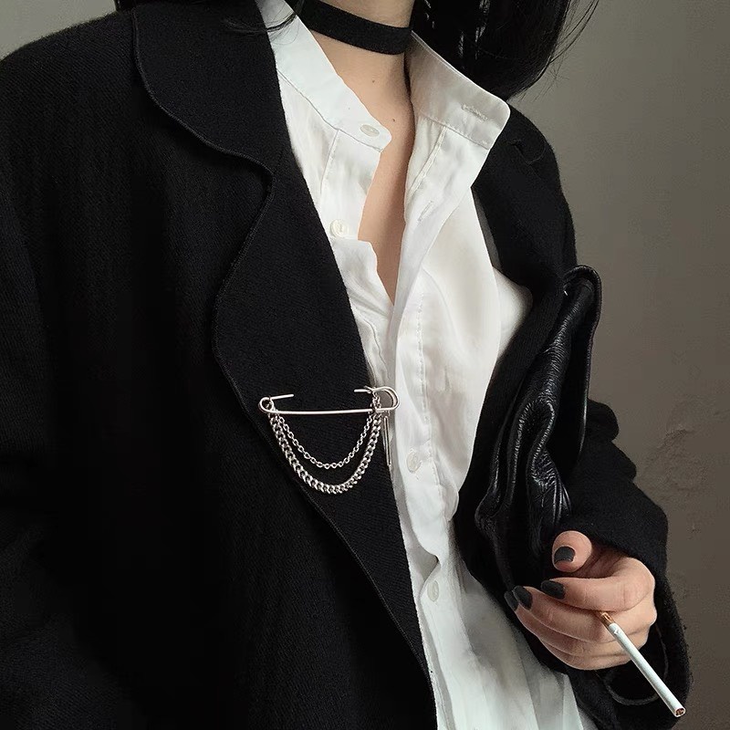 Ghim cài áo bản to xích rơi cá tính Ghim trang trí quần áo dành cho nam nữ