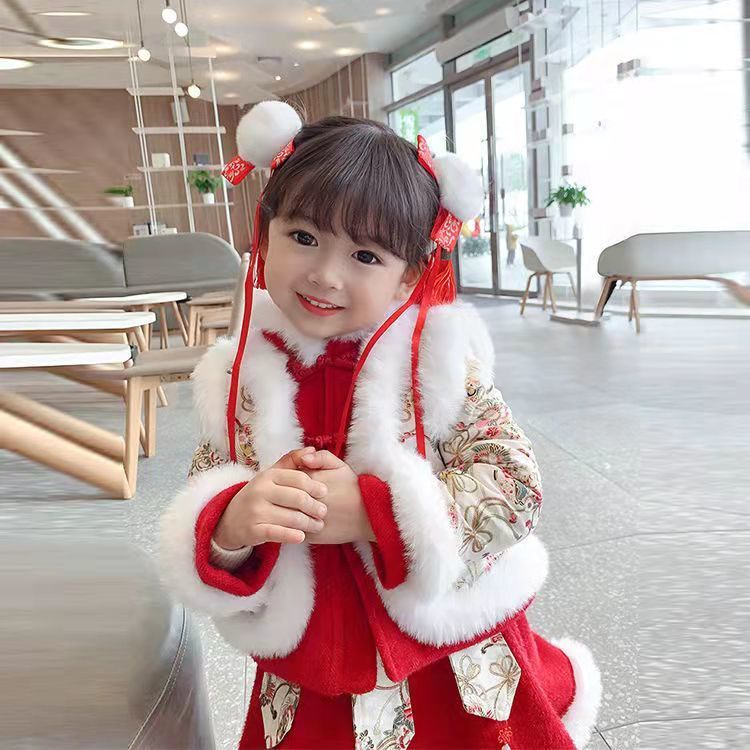 Đầm sườn xám Hán phục thời trang năm mới xinh xắn cho bé gái