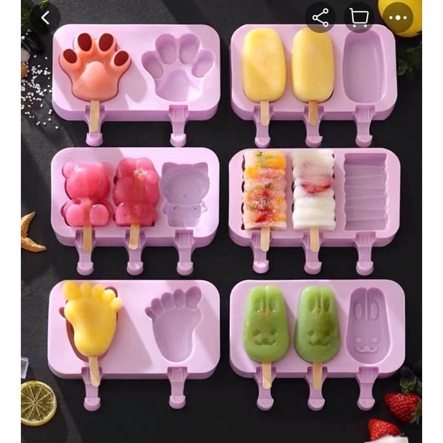Khuôn làm kem bằng silicon tặng kèm 50 que gỗ