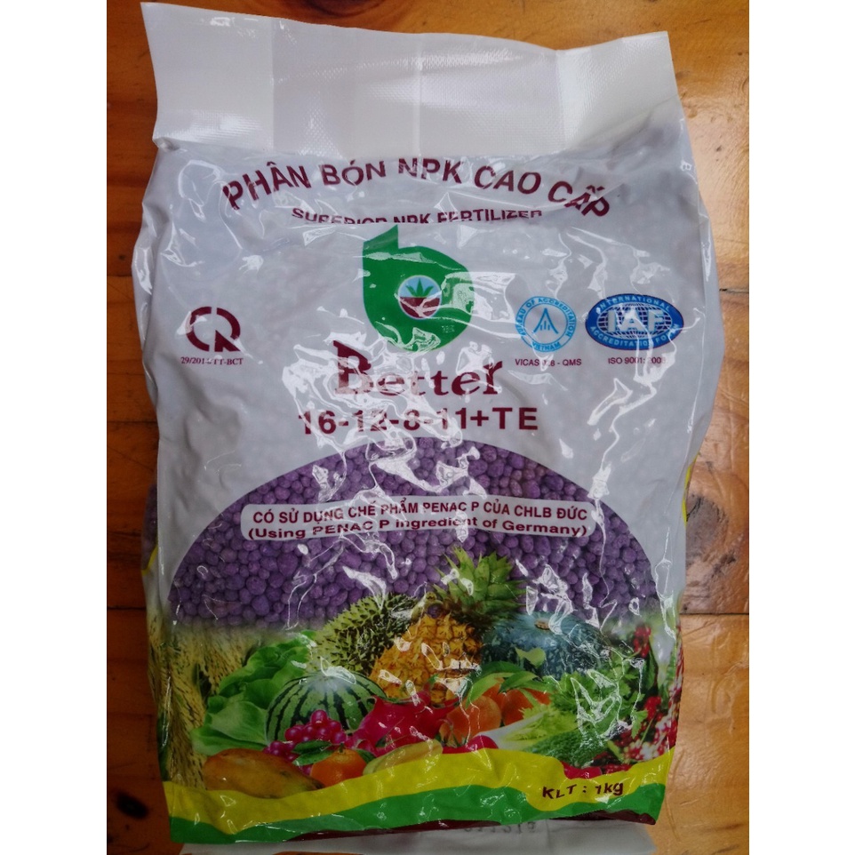 PHÂN NPK CAO CẤP 16-12-8+11+TE có bổ sung chế phẩm penac P của CHLB Đức 1kg