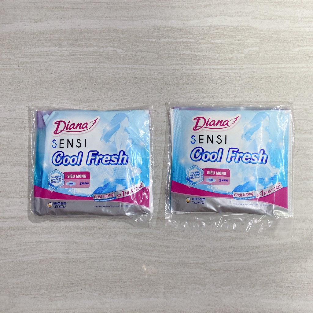 Set 2 miếng băng vệ sinh Diana Sensi Cool Fresh siêu mỏng cánh