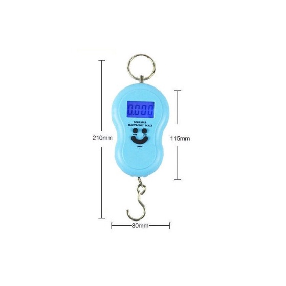 CÂN ĐIỆN TỬ MINI MÓC TREO CẦM TAY 40KG HÌNH MẶT CƯỜI DÙNG PIN MÀN HÌNH LCD, ĐỘ CHÍNH XÁC CAO