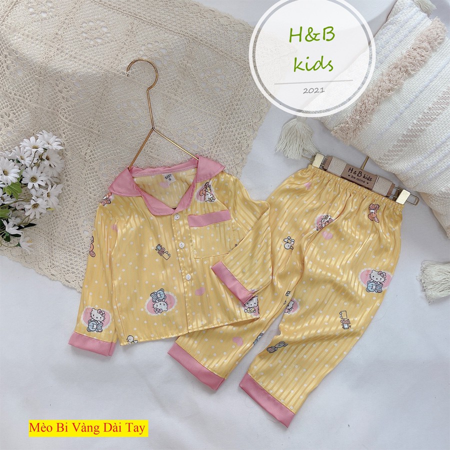 [6-18kg] Pijama Lụa Dài Tay Cao Cấp _ Họa Tiết Dễ Thương Bé Rất Thích_ Chất Liệu Lụa Mềm Mịn