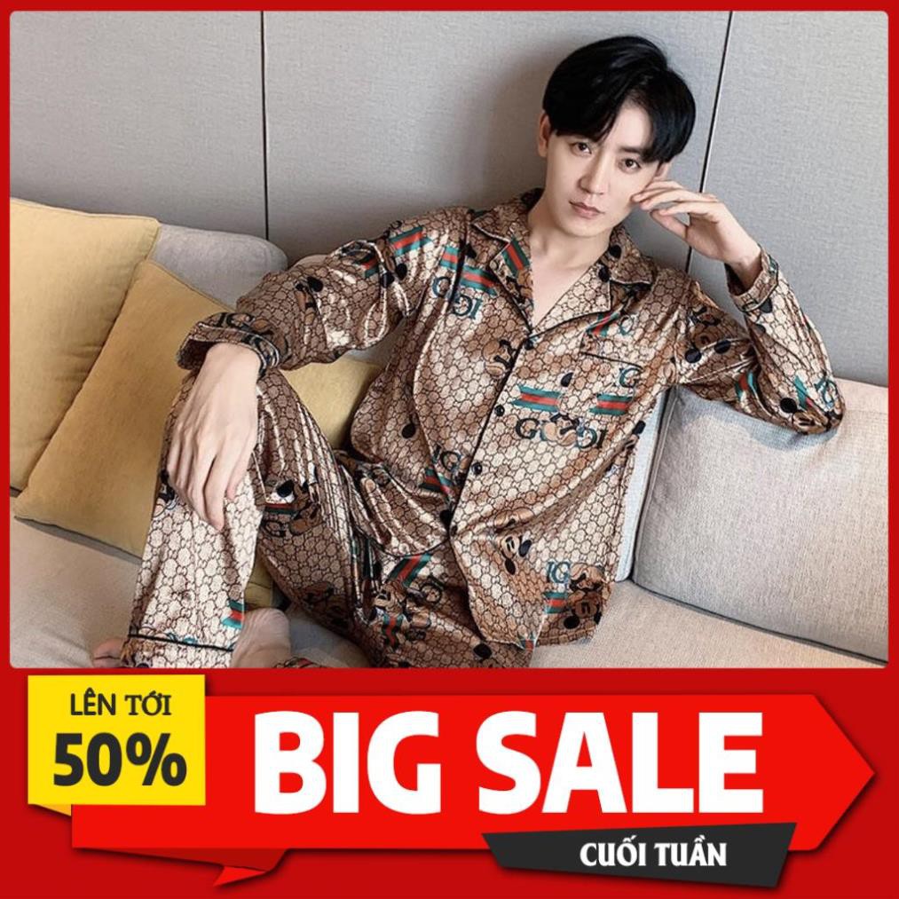 Set đồ ngủ nam PIJAMA lụa cao cấp họa tiết mickey 716 (Hàng quảng châu + có sẵn) *