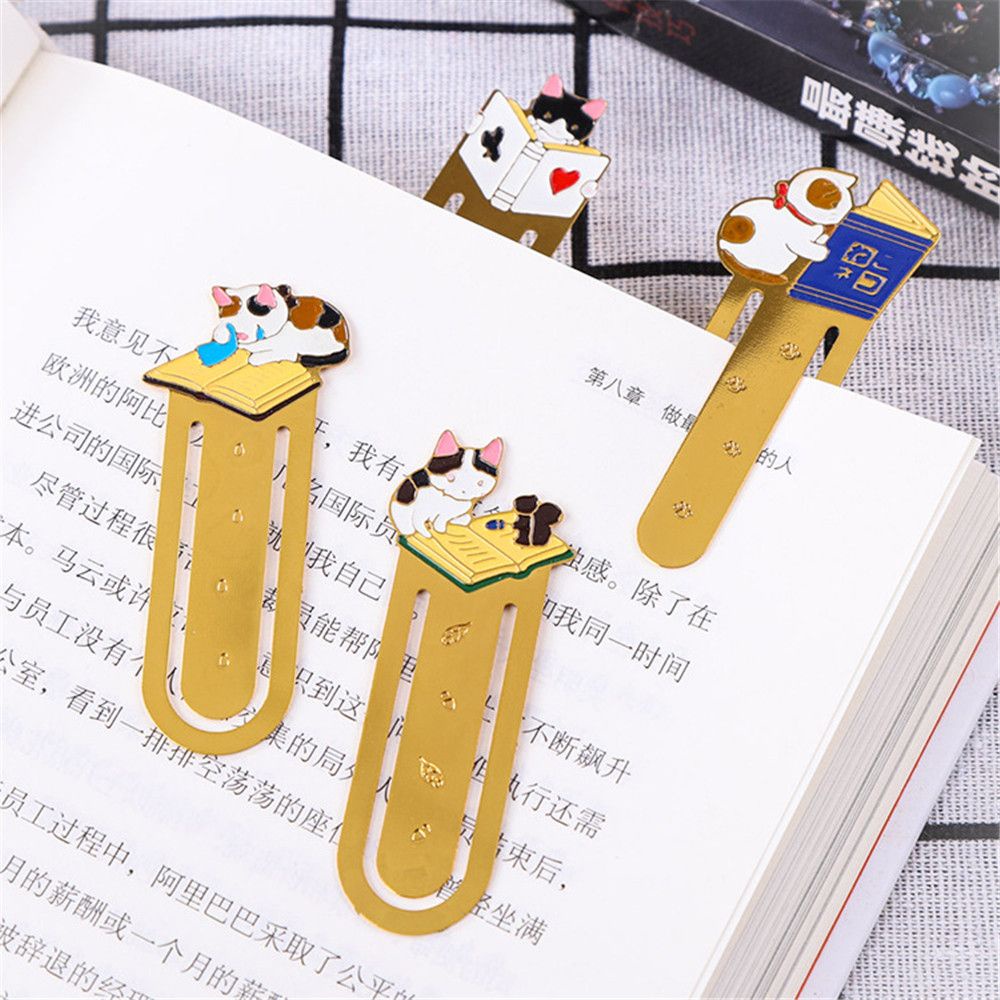 Bookmark Kim Loại Mèo Lười Đọc Sách