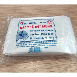 Gạc Y Tế Tiệt Trùng Bảo Thạch ( 8cm x 10cm x 12 Lớp )