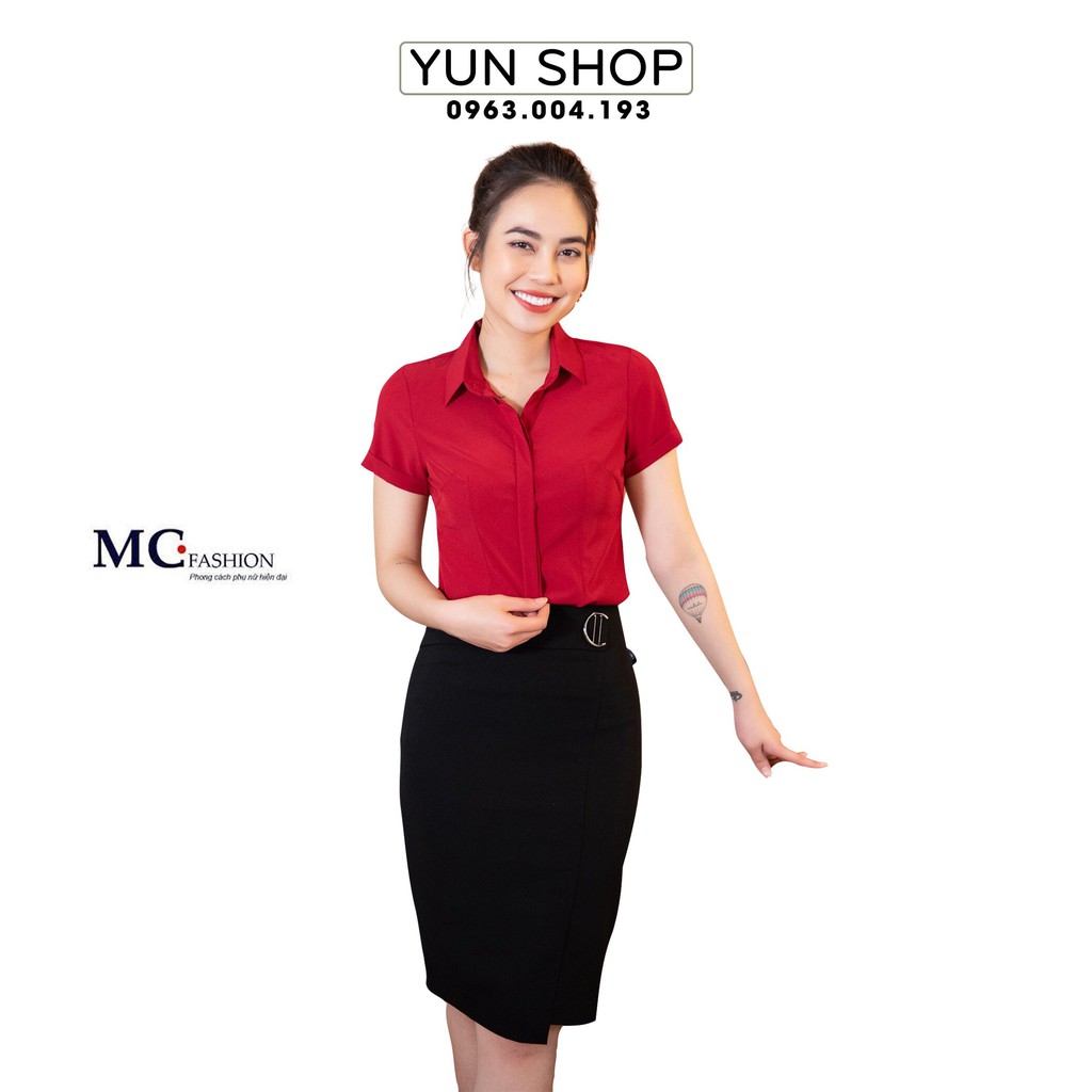 Áo Sơ Mi Cộc Tay Công Sở - MC Fashion A208 Màu Đỏ Đô
