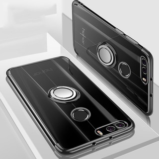 For Huawei Honor 8 Ring Stand Soft Plating Clear Cover