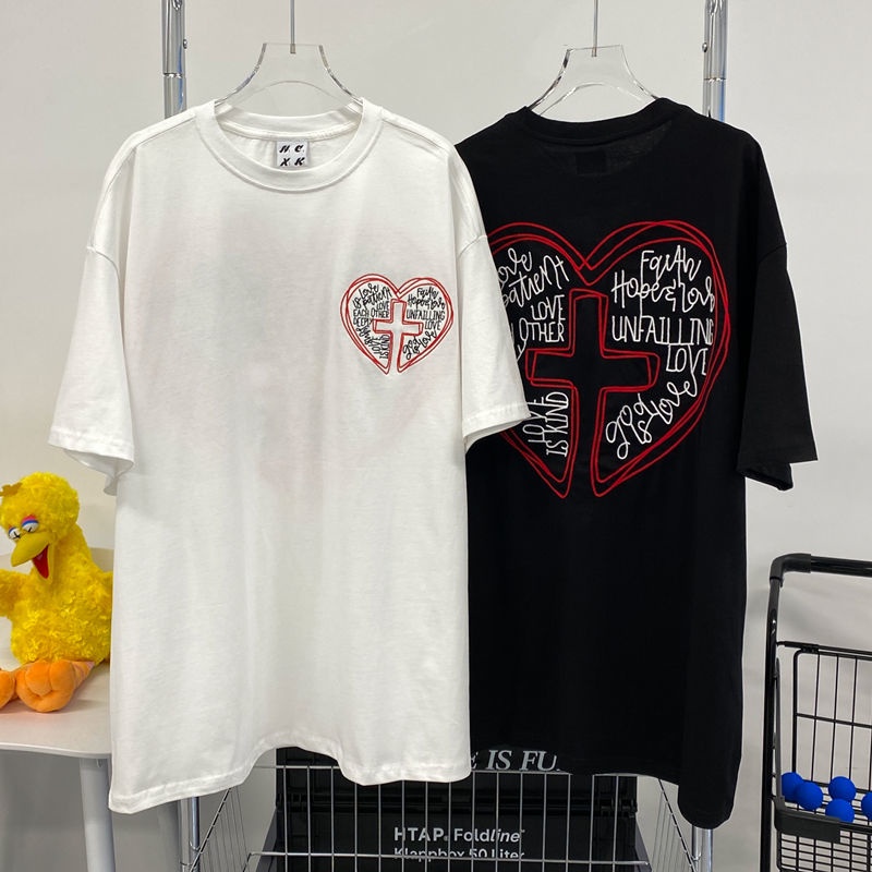 Áo thun ngắn tay mùa hè dáng rộng kiểu hip hop cho nam và nữ