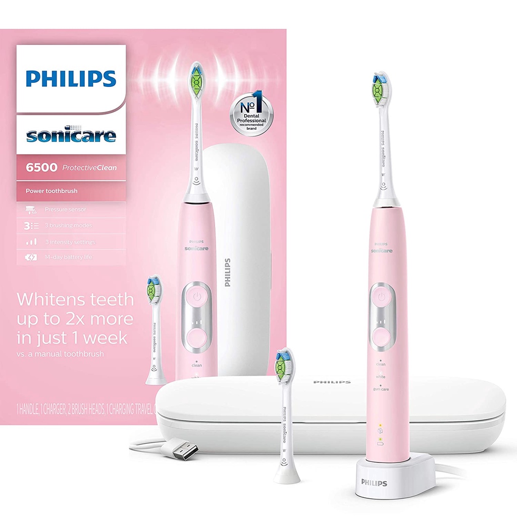 Bàn chải điện Philips Sonicare 6100 - Bàn chải đánh răng điện 3 chế độ, điều chỉnh lực chải.