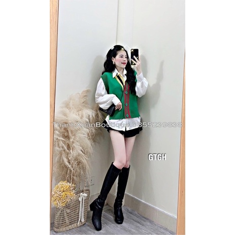 SET ÁO DILE LEN MÀU SẮC KÈM ÁO SƠ MI TRẮNG CHẤT ĐẸP
