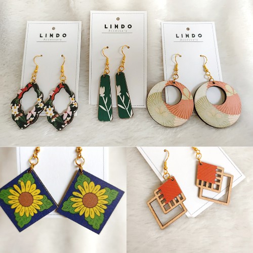 Khuyên tai/Bông tai gỗ Vintage LINDO