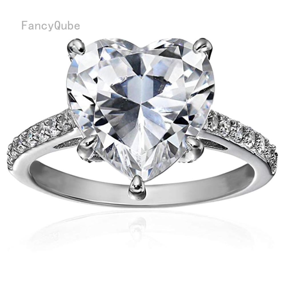 Nhẫn mạ bạc đính đá hình trái tim xinh xắn