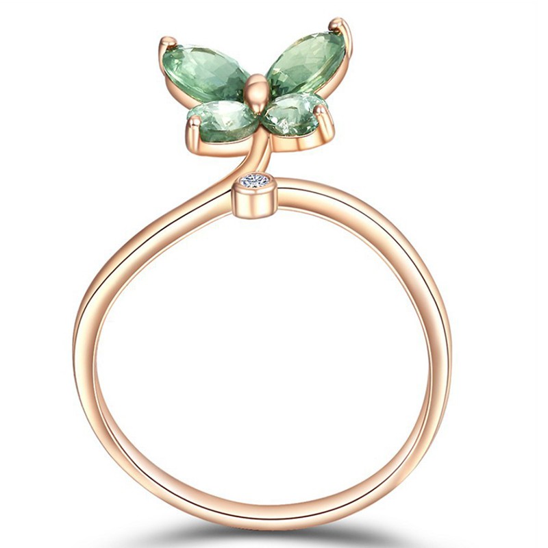 Aifei Jewellery Women Ring Butterfly Mosaic Green Diamond 925 Sterling Silver R1322