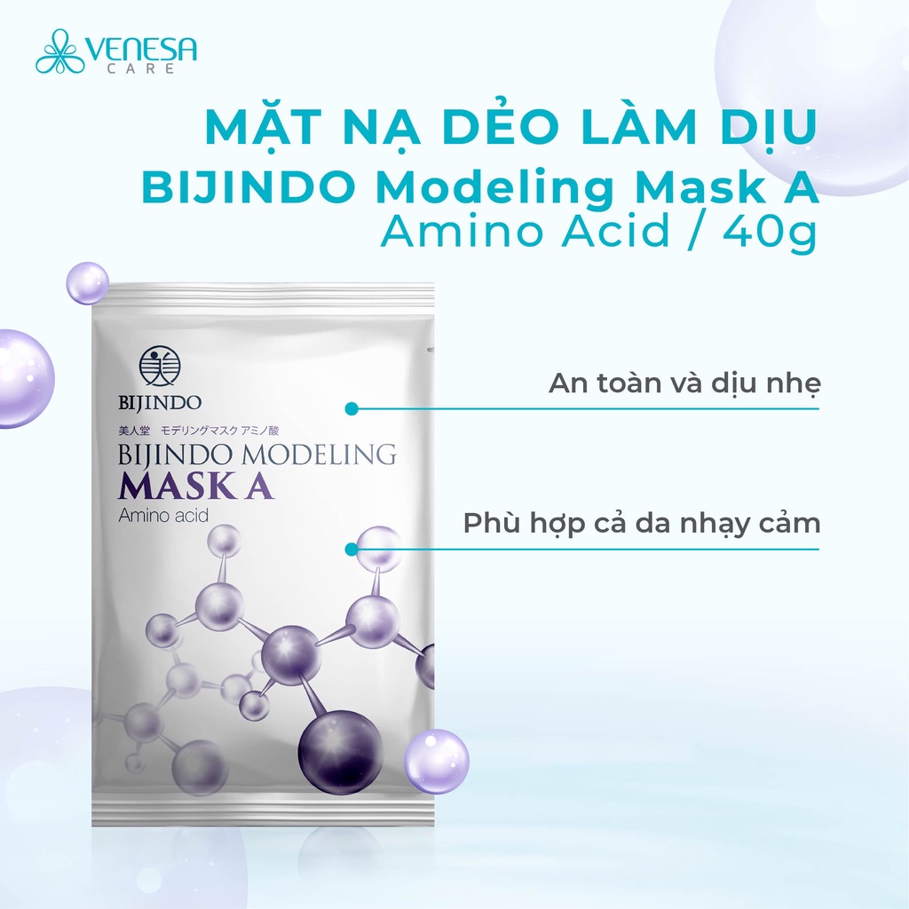 Mặt nạ dẻo làm dịu BIJINDO Modeling Mask A (Amino Acid), dưỡng sáng da, giảm khô rám da mặt 40g