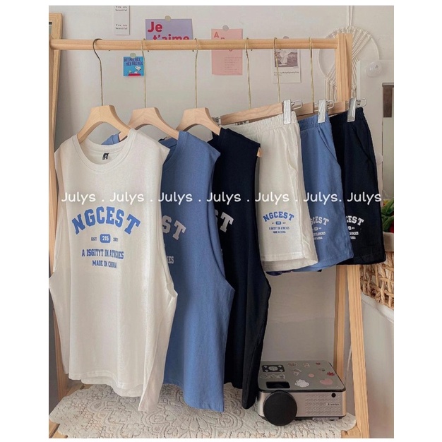 set tank top chữ kèm bra may liền | BigBuy360 - bigbuy360.vn