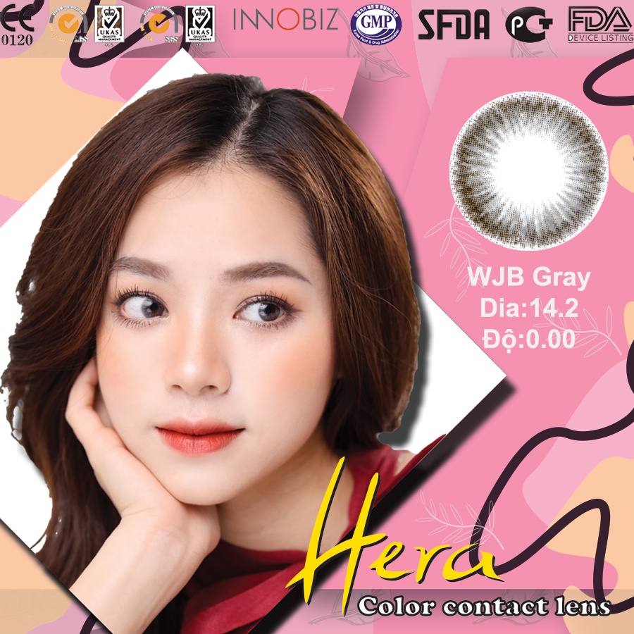 Kính Áp Tròng Hera WJB Gray Hàn Quốc Lens Xám Dia 14.2 Có Độ Cận