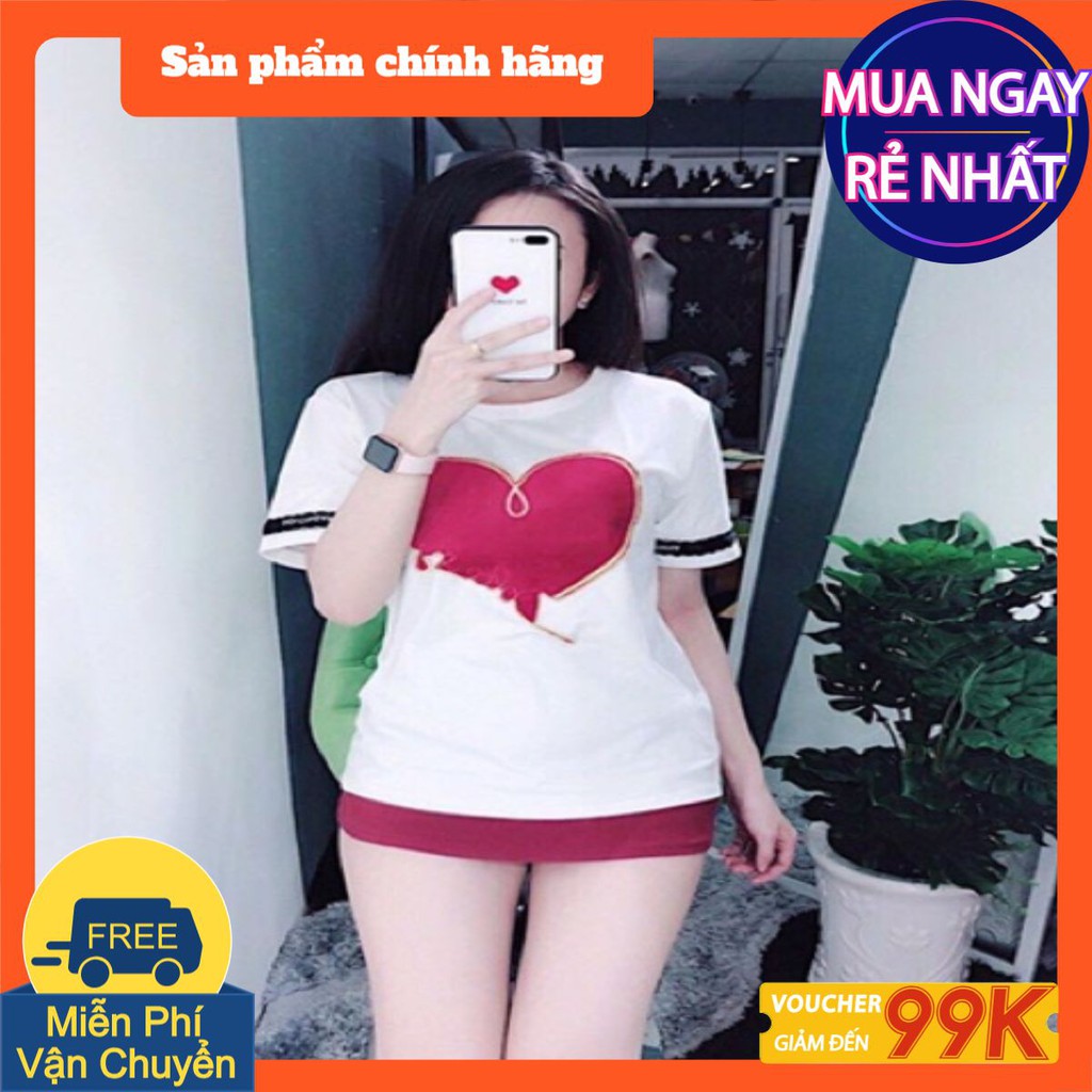 [CÓ SẴN] ÁO THUN: hình tim 55-65kg (ngực 90cm) bigsize đẹp xinh dự tiệc đầm trắng giá rẻ size lớn