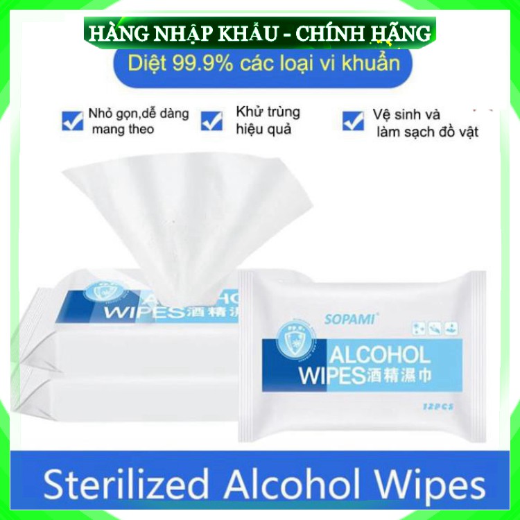 [Hàng Cao Cấp - 1 Đổi 1] Bịch Khăn giấy ướt có cồn alcohol wipes diệt kháng khuẩn đa năng lau bếp .