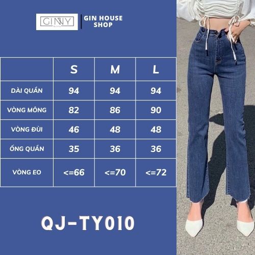 Quần Jeans co giãn ống đứng trơn TY-010 | Hack Dáng | Lưng cao, Cạp Cao | Che Khuyết Điểm | Đơn giản