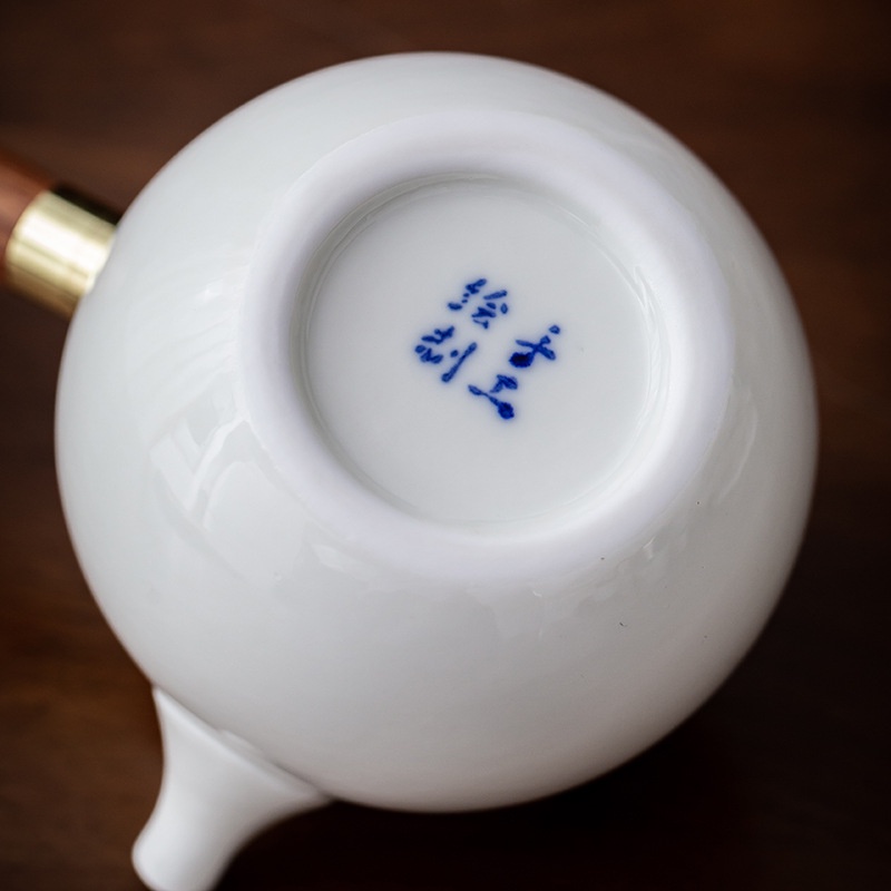 Ấm Trà Sứ Trắng Bạch Định pha trà đạo 260 ml