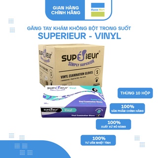 Thùng 10 Hộp Găng Tay Y Tế Không Bột Vinyl Superieur Trong Suốt