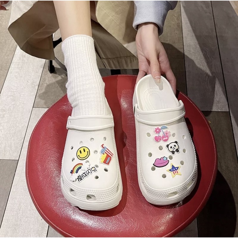 Dép sục nữ đế độn 6cm tặng kèm 6 sticker siêu cute - Dép crosc nữ siêu nhẹ đi mưa đi biển SL028