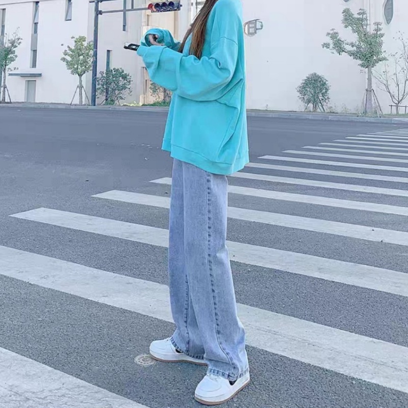 Quần Jeans nữ, Quần Jeans baggy xanh sky ống suông, rộng, hottrend 2021-Trend Clothing!