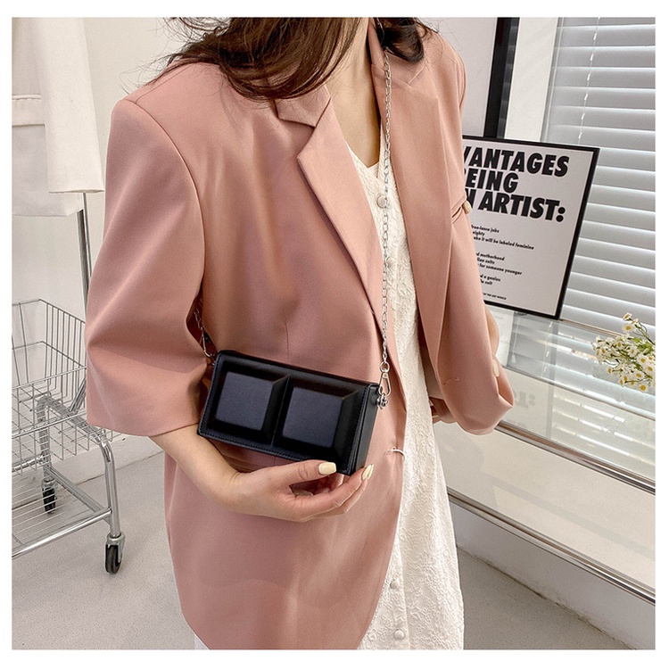 Túi đeo chéo JASMIN NOIR họa tiết caro phối dây xích thời trang cho nữ
