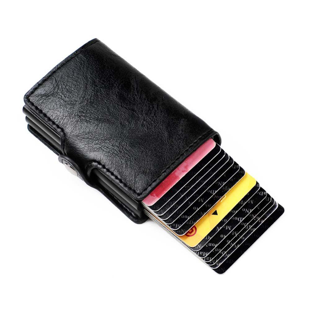 Ví Da Đựng Tiền Xu Đa Năng Có Lỗ Khóa RFID Bằng Hợp Kim Nhôm Phong Cách Vintage