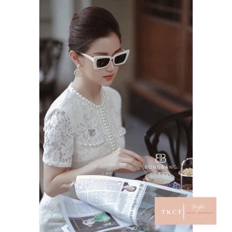 Kính râm Nam Nữ Thời trang cá tính chữ nhật vuông sang chảnh - Kính râm v viền trắng | BigBuy360 - bigbuy360.vn