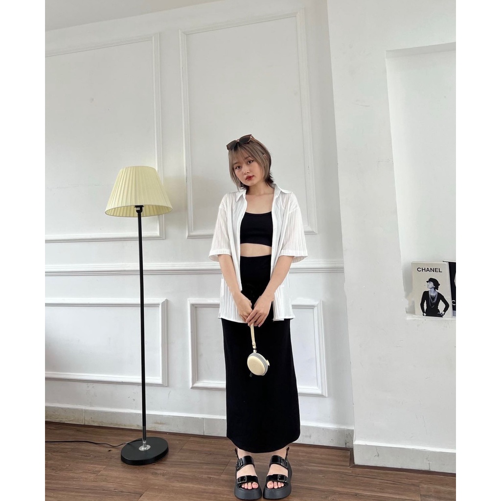 Chân váy thun đen co dãn mềm mịn xinh xắn - Musi Shirt