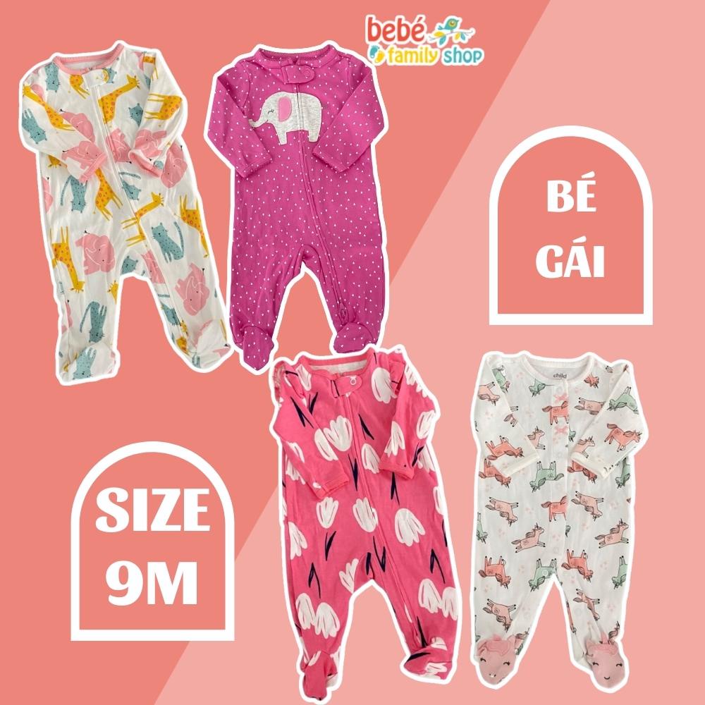 [SIZE 9M] Bộ body liền thân cho bé gái/ Body liền tất, body dài không tất cho bé/ Sleepsuit cho bé gái xuất dư- SL