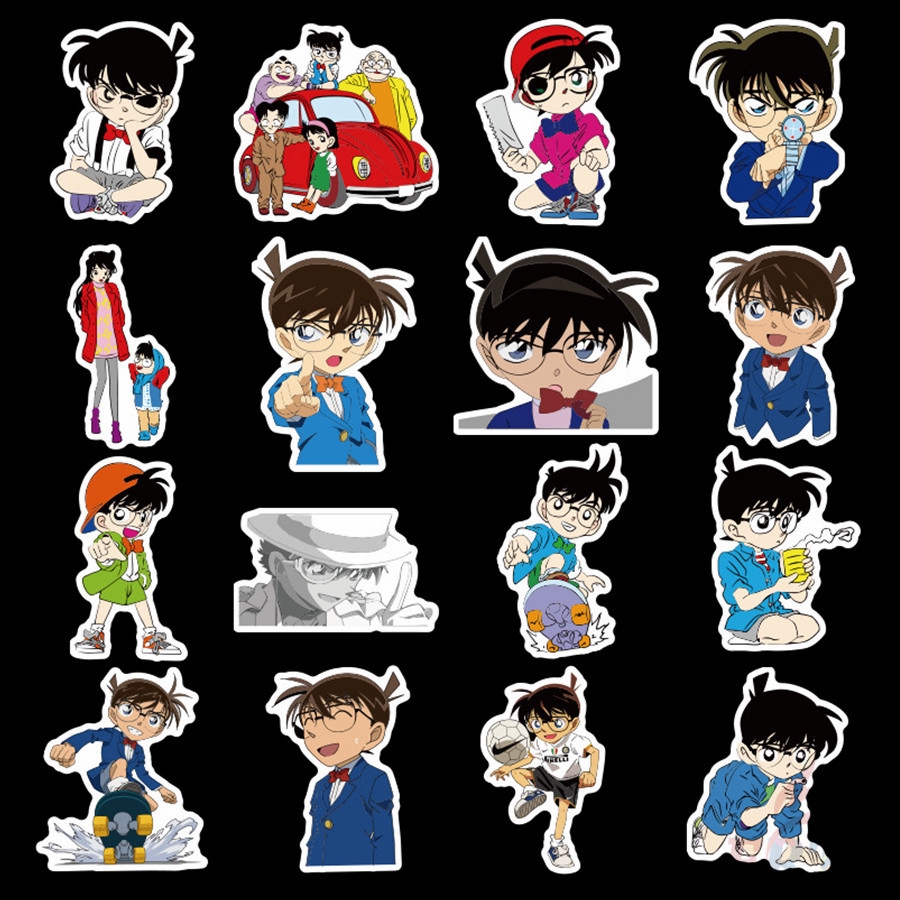 Set 50 miếng dán trang trí chống thấm nước họa tiết thám tử lừng danh Conan mẫu series 02