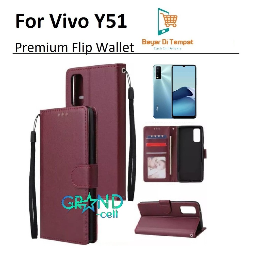 Bao Da Điện Thoại Nắp Lật Kèm Ngăn Đựng Thẻ Cho Vivo Y51 Mobile