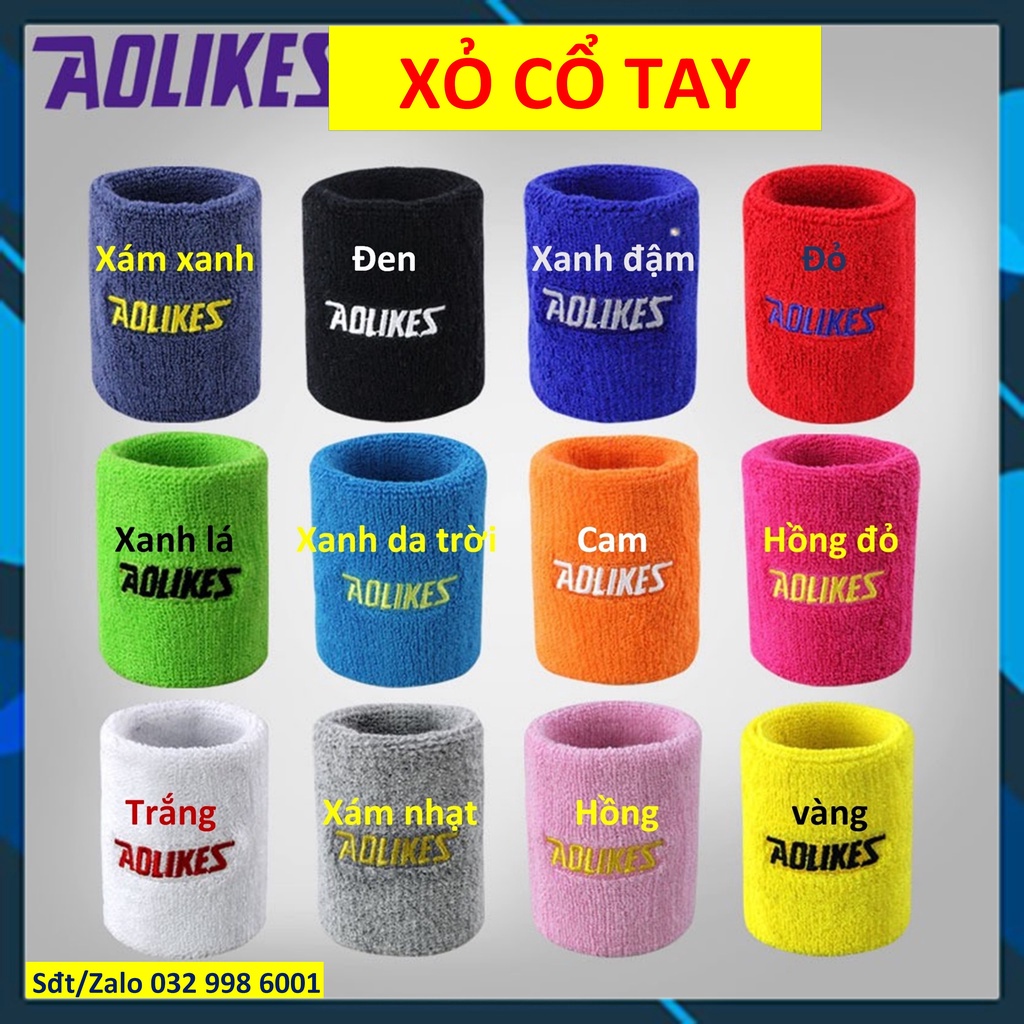 Xỏ cổ tay thể thao 8cm 11cm 0235 Băng cổ tay tập gym thấm mồ hôi chính hãng Aolikes 0230 0236 ddcg