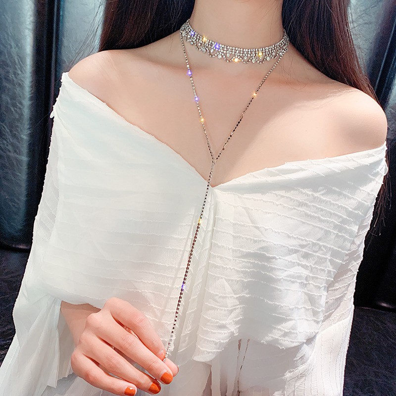 Vòng đá choker dây thả đá