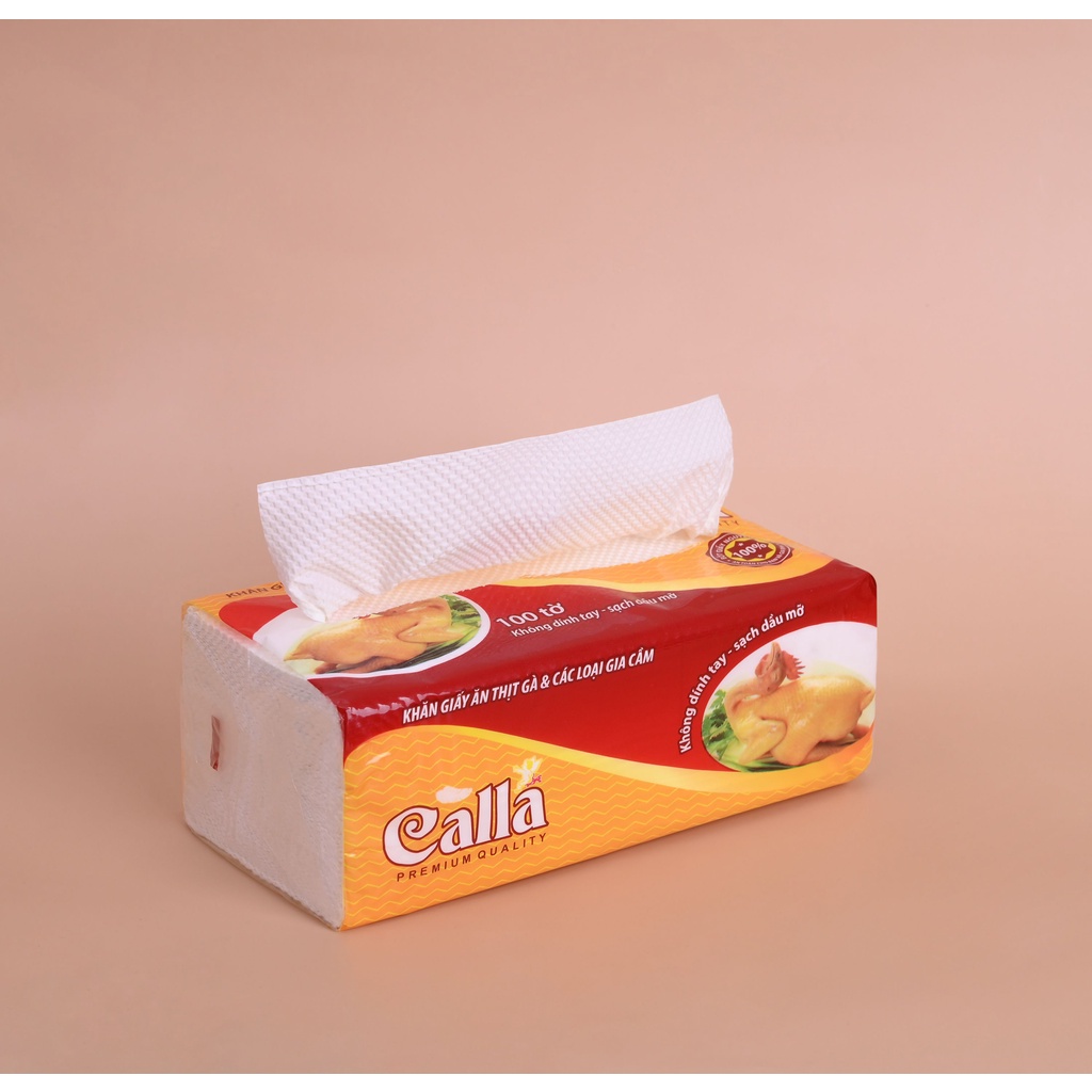 Combo 10 gói Giấy ăn thịt gà & các loại gia cầm Calla 100 tờ siêu dày dai, không mủn, thấm dầu mỡ, nước siêu tốt