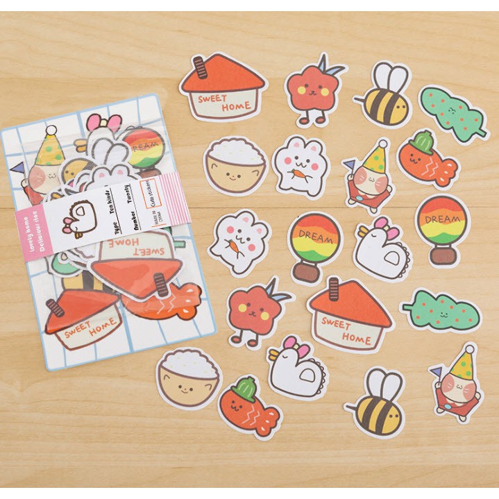 [HCM] Set 20 miếng dán decal hoạt hình đáng yêu trang trí điện thoại / Pad / bề mặt phẳng không thấm nước