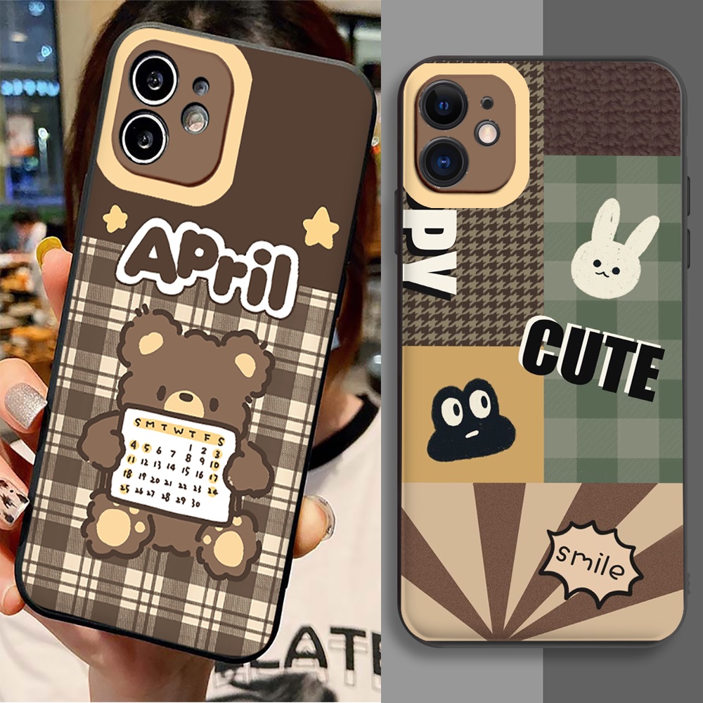 Ốp Iphone viền vuông Gấu Happy lovely CUTE Case Iphone 6S/6 Plus/7G/8G/7plus/X/Xs/11/12/13/PRO/MAX