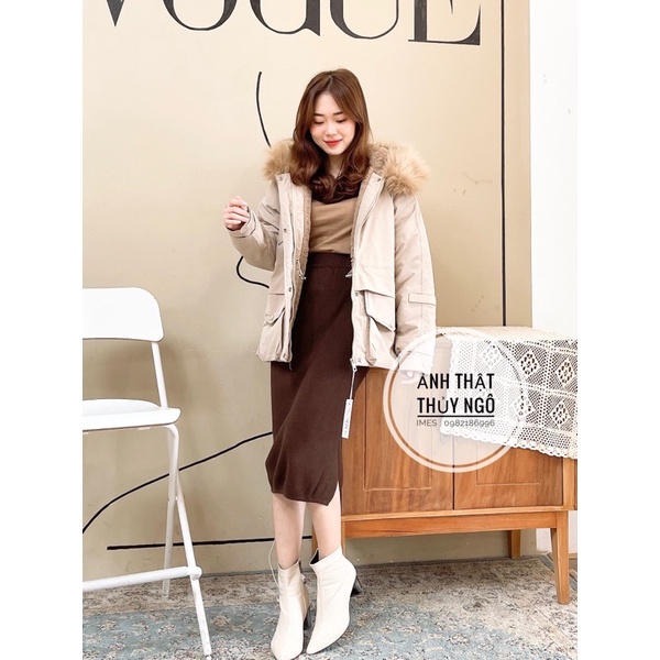 Áo khoác Phao lót lông dây rút eo chìm dáng baby doll phong cách trẻ trung 1515 IMES SHOP