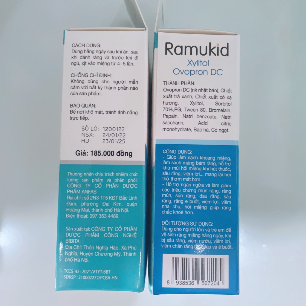 Xịt chống sâu răng Ramukid 30ml giúp làm sạch khoang miệng, ngăn và giảm mủn răng, hôi miệng và giúp răng chắc khỏe