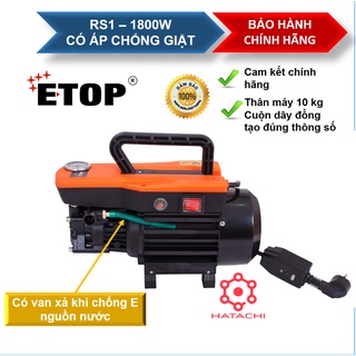 Máy rửa xe mini | máy rửa xe gia đình cao áp etop rs1 | có áp chống giật 1800w