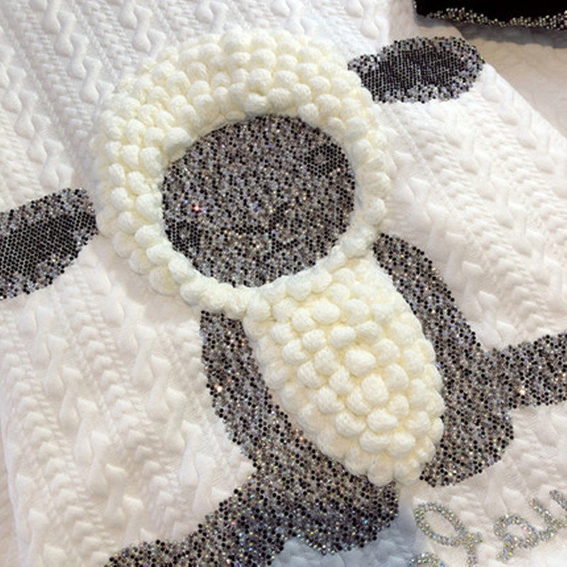 New Heavy Industry cartoon lamb T-shirt Korean style thickened brushed loose all-match half sleeve bottoming shirt for women