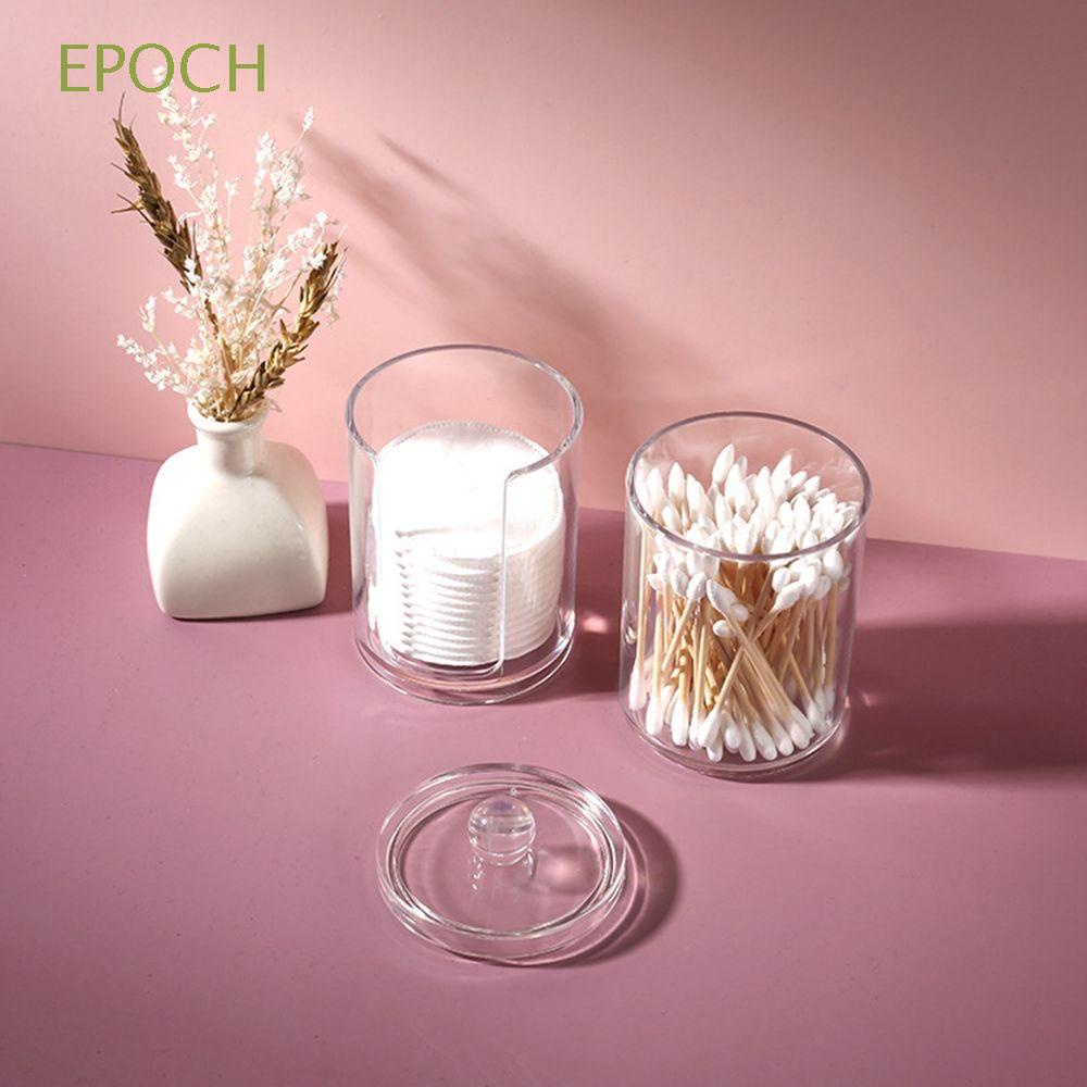 Epoch Hộp Nhựa Tròn Trong Suốt Đựng Tăm Bông / Bông Tẩy Trang Chống Bụi Có Nắp Đậy Cho Phòng Tắm