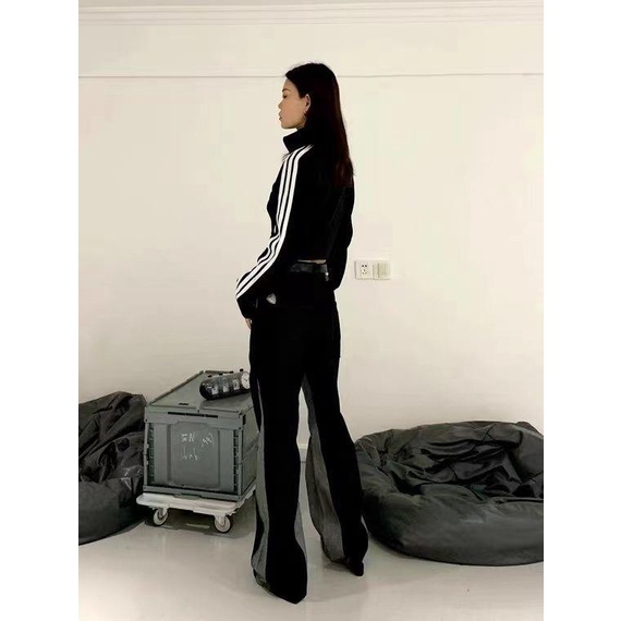 Áo Thun Tay Dài Cổ Đứng Họa Tiết Sọc Ngang Thời Trang Dành Cho Nữ