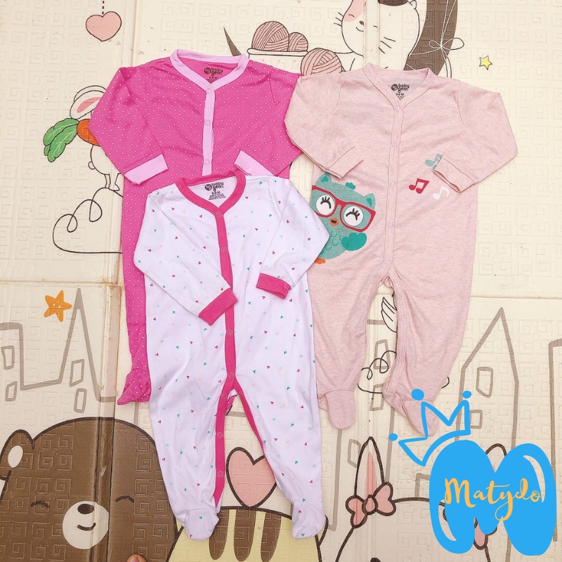 Body cho bé dài tay MATYDO set 3 bodysuit cho trẻ sơ sinh liền tất cho bé 0-3 tháng