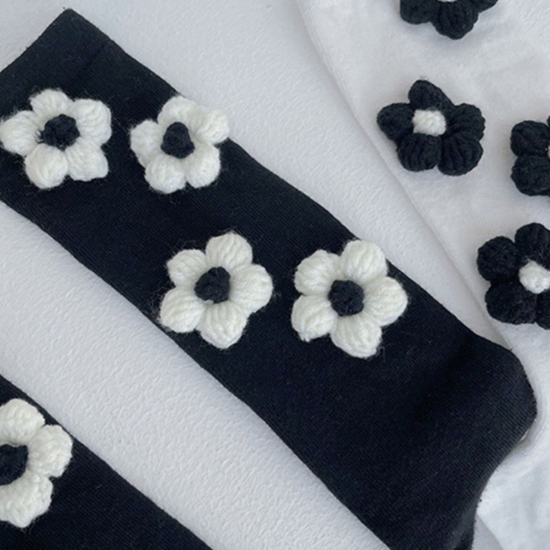 Vớ Len Ống Lửng Họa Tiết Hoa 3D Phong Cách Lolita Cho Nữ