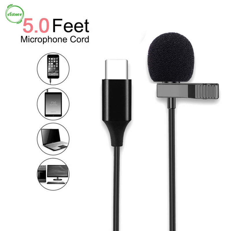 CF Type-C Mini Portable Microphone Condenser Clip-on Lapel Mic Wired Microphone for Phone for Laptop